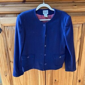 Vintage Barclay Square Blazer 100% Wool Lined‎ Button Up Purple Women's Size 10